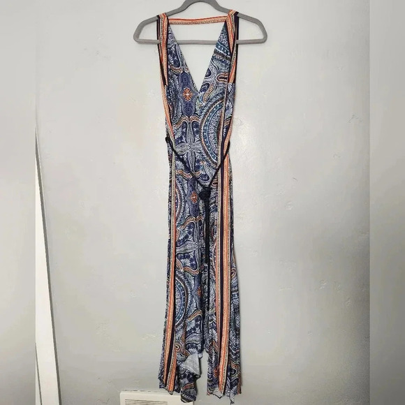 Ramy Brooke Vanna Rope Tie Boho Printed Midi Dress sz Small - Picture 3 of 10